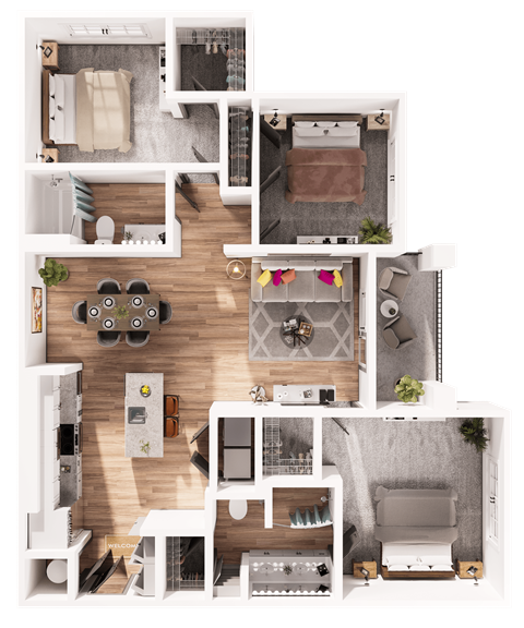 a 3d rendering of the floor plan of a house